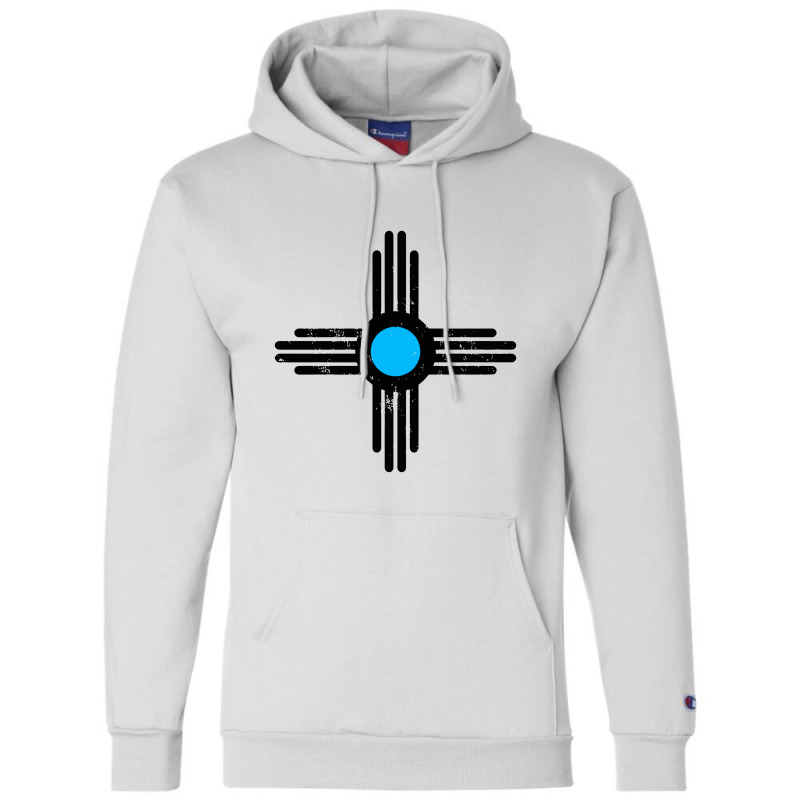 Zia Sun Blue Champion Hoodie by theweirdgotchiclub | Artistshot