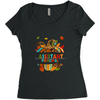 Leopard Pumpkin Fall Thanksgiving Assistant Principal Women's Triblend Scoop T-shirt | Artistshot