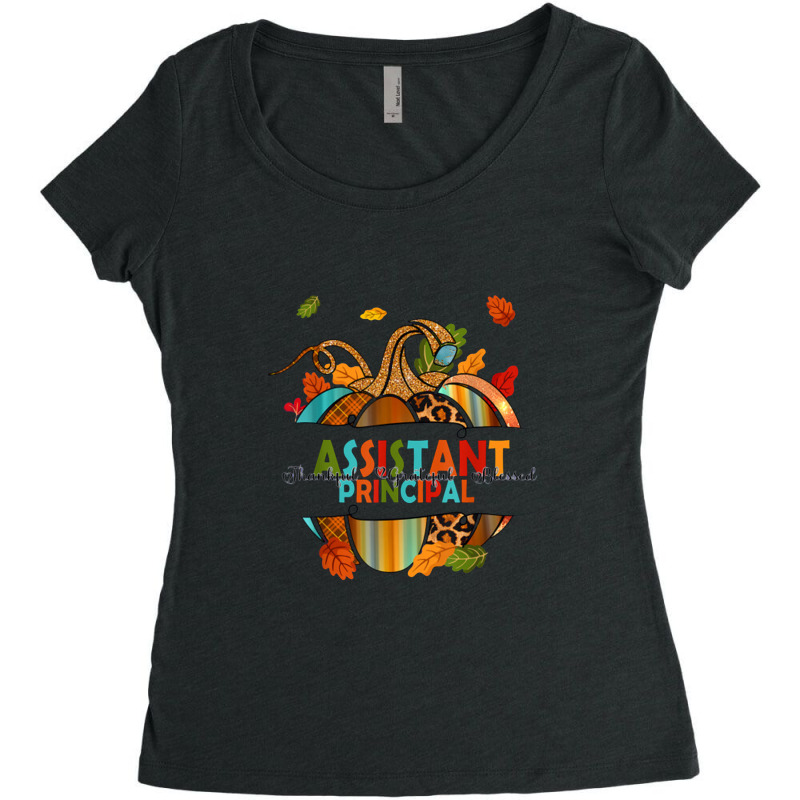 Leopard Pumpkin Fall Thanksgiving Assistant Principal Women's Triblend Scoop T-shirt by metamuffinsart | Artistshot