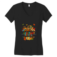 Leopard Pumpkin Fall Thanksgiving Assistant Principal Women's V-neck T-shirt | Artistshot