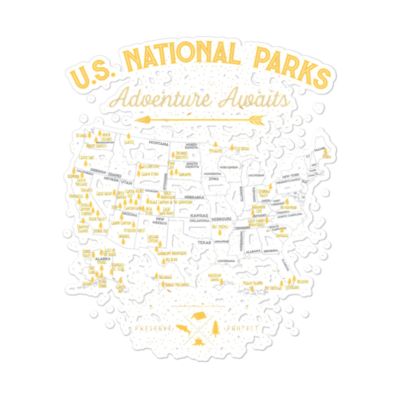 National Parks T Map Camping Twomen Men Hiking Sticker | Artistshot