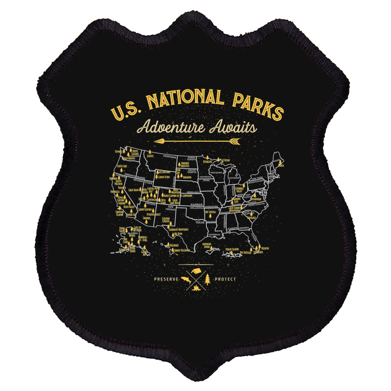 National Parks T Map Camping Twomen Men Hiking Shield Patch | Artistshot