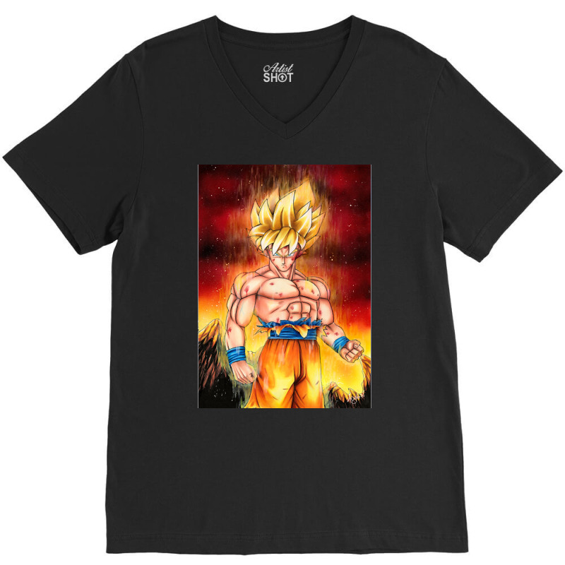 Goku Ssj Figure Class V-Neck Tee by greggjvandervor | Artistshot