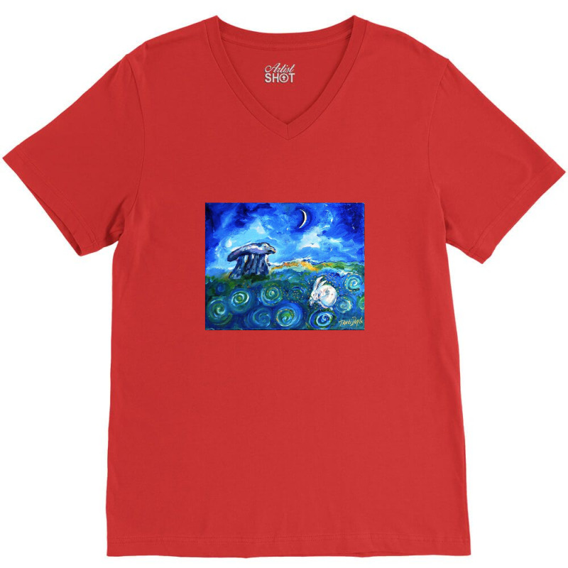 Dreaming Hare At Haroldstown Dolmen V-Neck Tee by agodraws | Artistshot