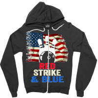 Patriotic Bowling 4th Of July Red Strike & Blue Usa Flag Zipper Hoodie | Artistshot