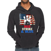 Patriotic Bowling 4th Of July Red Strike & Blue Usa Flag Vintage Hoodie | Artistshot