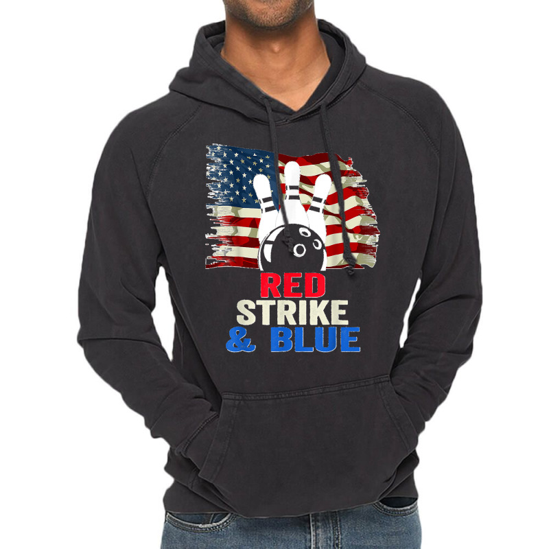 Patriotic Bowling 4th Of July Red Strike & Blue Usa Flag Vintage Hoodie by STACYSCHUDEL | Artistshot