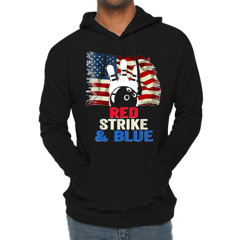 Patriotic Bowling 4th Of July Red Strike & Blue Usa Flag Lightweight Hoodie by STACYSCHUDEL | Artistshot