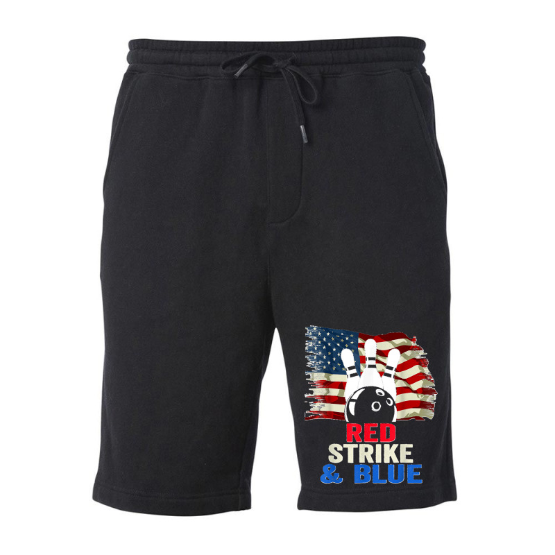 Patriotic Bowling 4th Of July Red Strike & Blue Usa Flag Fleece Short by STACYSCHUDEL | Artistshot