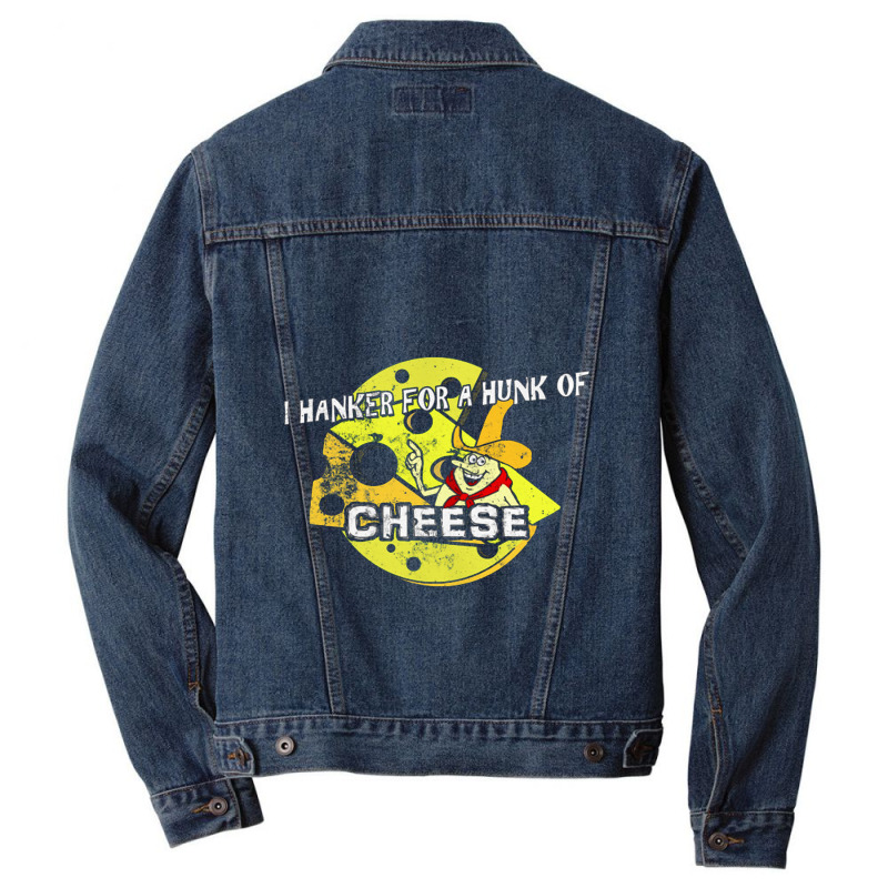 I Hanker For A Hunk Of Cheese, Distressed   Time For Timer Men Denim Jacket | Artistshot