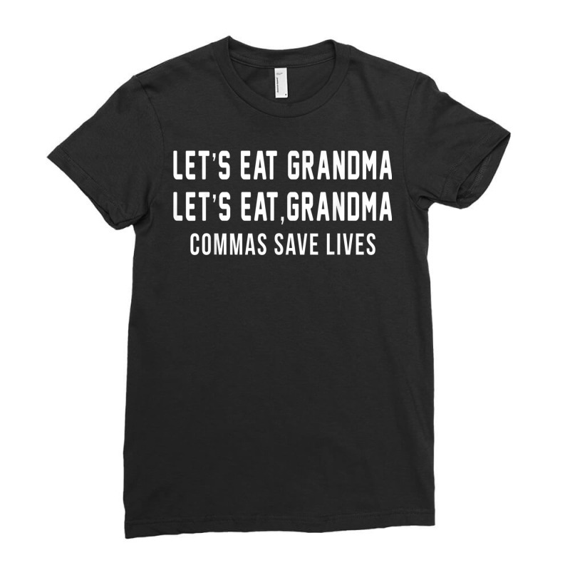 Commas Save Lives Funny Grammar T Shirt Ladies Fitted T-Shirt by cm-arts | Artistshot