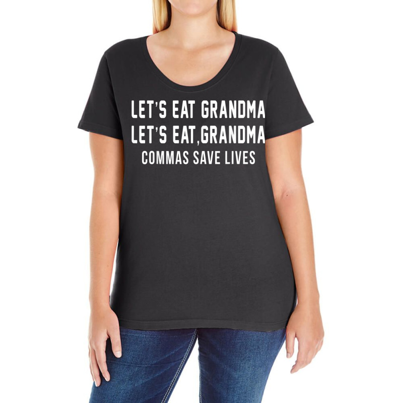 Commas Save Lives Funny Grammar T Shirt Ladies Curvy T-Shirt by cm-arts | Artistshot