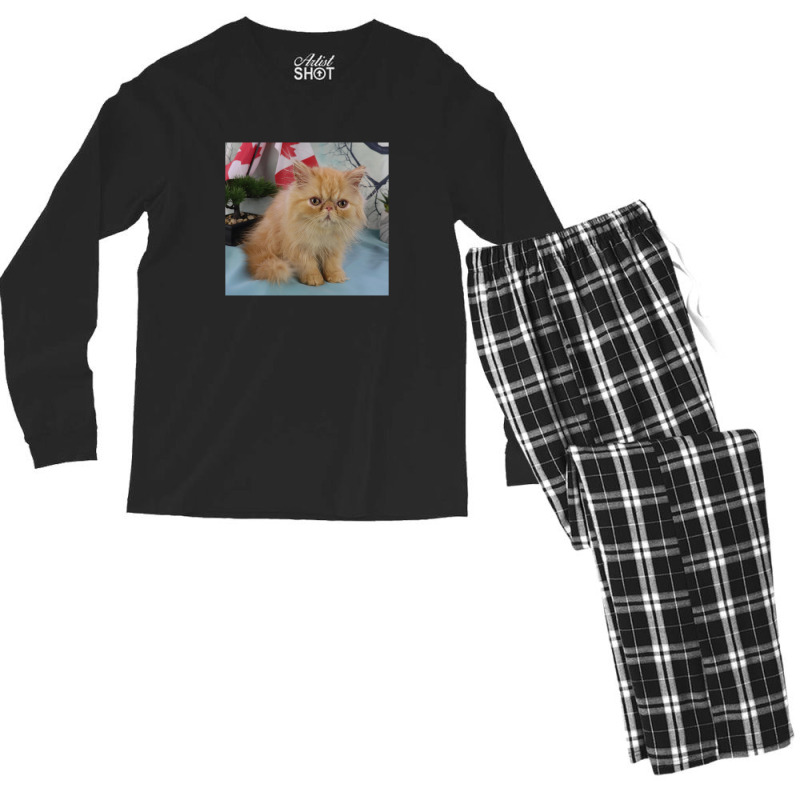 Red Tabby Persian Men's Long Sleeve Pajama Set | Artistshot