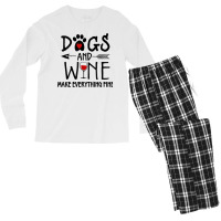 Dogs And Wine Make Everything Fine Shirt Dog Lover Gift T Shirt Men's Long Sleeve Pajama Set | Artistshot