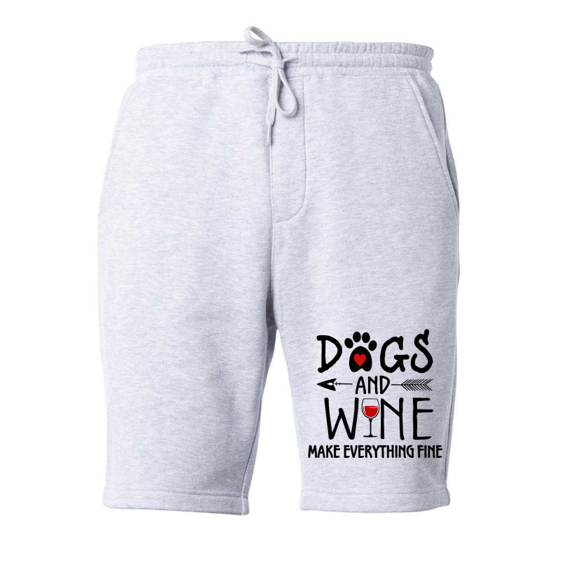 Dogs And Wine Make Everything Fine Shirt Dog Lover Gift T Shirt Fleece Short | Artistshot