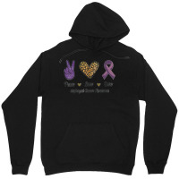 Peace Love Cure Esophageal Cancer Awareness Warrior Leopard Unisex Hoodie | Artistshot