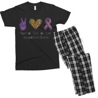 Peace Love Cure Esophageal Cancer Awareness Warrior Leopard Men's T-shirt Pajama Set | Artistshot