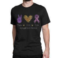 Peace Love Cure Esophageal Cancer Awareness Warrior Leopard Classic T-shirt | Artistshot