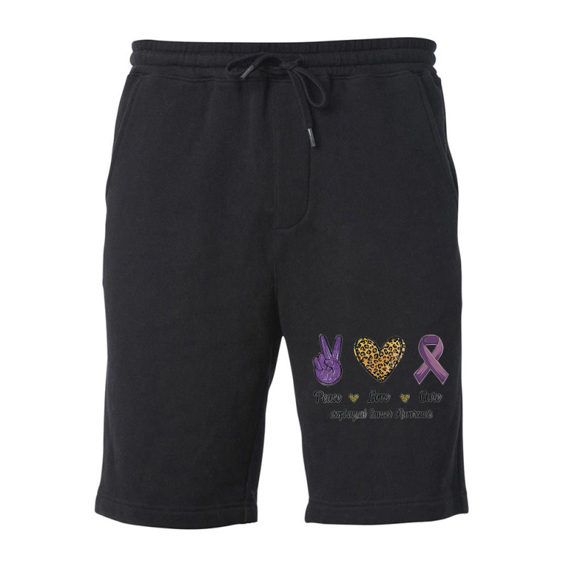 Peace Love Cure Esophageal Cancer Awareness Warrior Leopard Fleece Short by STACYSCHUDEL | Artistshot