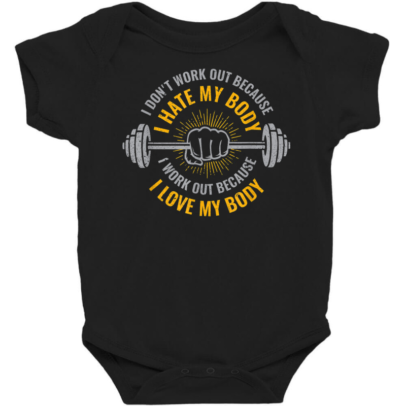 I Don't Work Out Funny T Shirt Baby Bodysuit by cm-arts | Artistshot