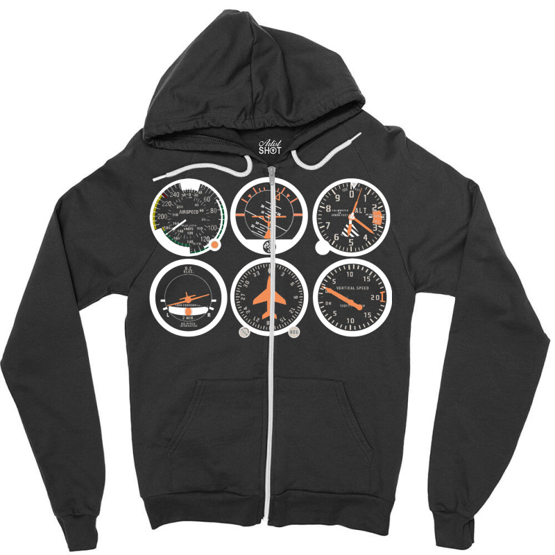 Basic Six Flight Instruments Zipper Hoodie by CharlesDiya | Artistshot