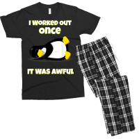 I Worked Out Once It Was Awful Penguin T Shirt Men's T-shirt Pajama Set | Artistshot