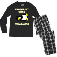 I Worked Out Once It Was Awful Penguin T Shirt Men's Long Sleeve Pajama Set | Artistshot