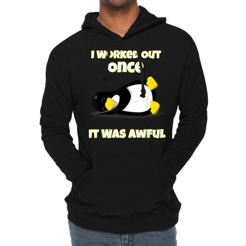 I Worked Out Once It Was Awful Penguin T Shirt Lightweight Hoodie by cm-arts | Artistshot