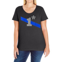 Police Officer One Asterisk Thin Blue Line Support T Shirt Ladies Curvy T-shirt | Artistshot