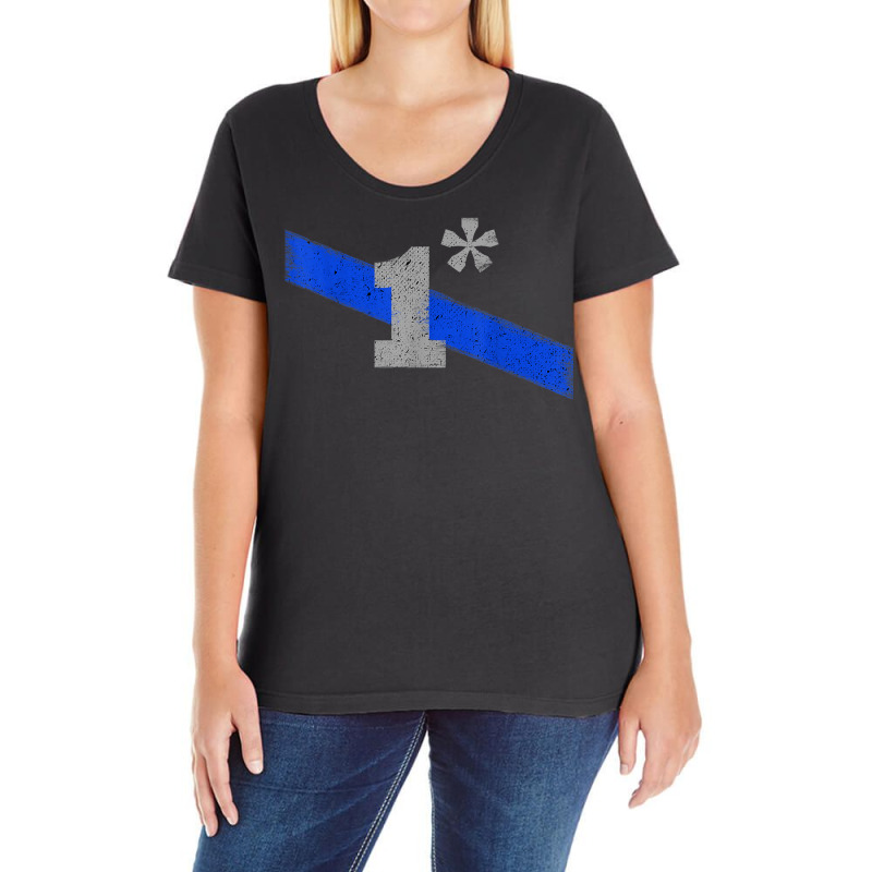 Police Officer One Asterisk Thin Blue Line Support T Shirt Ladies Curvy T-Shirt by cm-arts | Artistshot