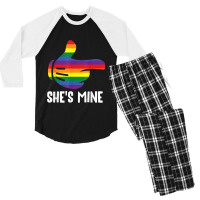 She's Mine Lesbian Couple Rainbow Lgbt Pride Matching Men's 3/4 Sleeve Pajama Set | Artistshot