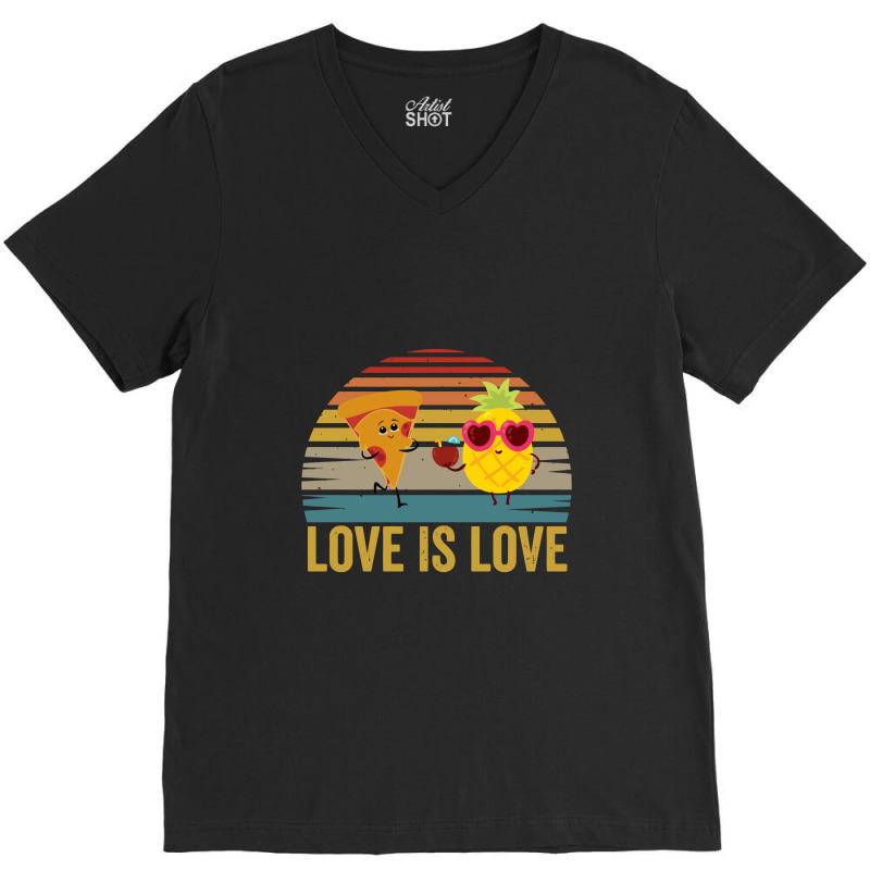 Love Cute Pride Pineapple Pizza V-neck Tee | Artistshot