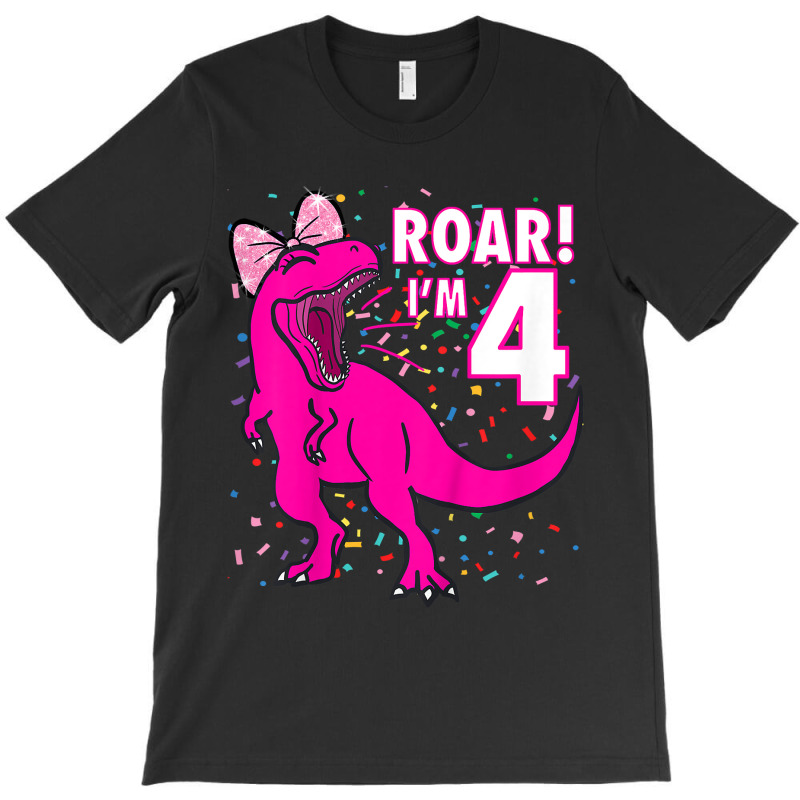 Kids Roar I'm 4 (four Year Old Dinosaur Birthday) 4th Dino Theme T-shi T-Shirt by CharlesDiya | Artistshot