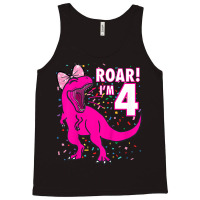 Kids Roar I'm 4 (four Year Old Dinosaur Birthday) 4th Dino Theme T-shi Tank Top | Artistshot