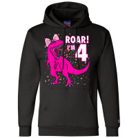 Kids Roar I'm 4 (four Year Old Dinosaur Birthday) 4th Dino Theme T-shi Champion Hoodie | Artistshot