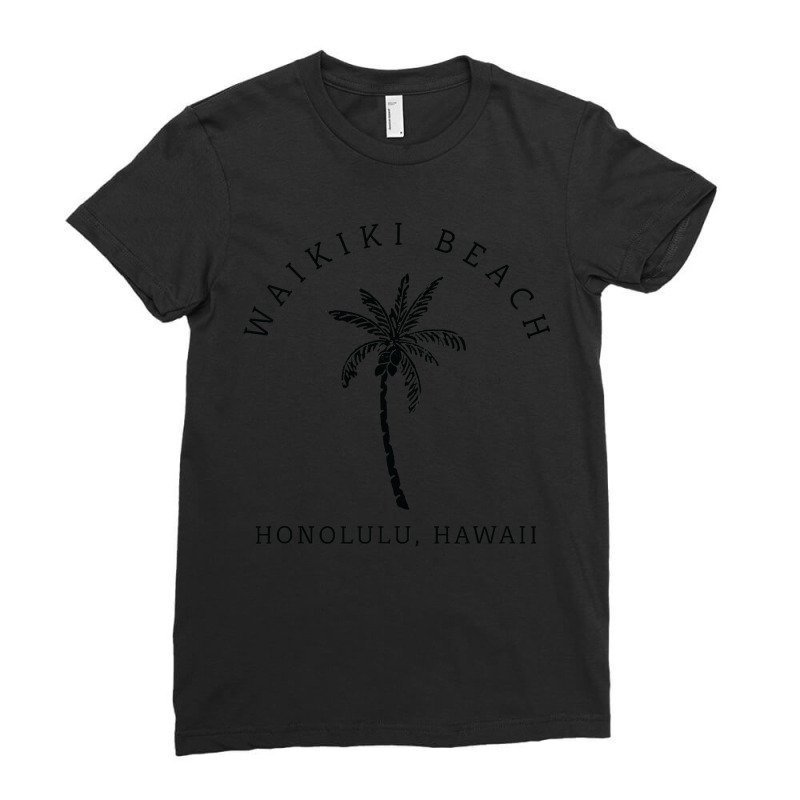 Retro Cool Waikiki Beach Hawaiian Island Palm Tree Souvenir Ladies Fitted T-Shirt by CUSER3772 | Artistshot