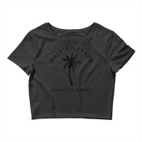 Retro Cool Waikiki Beach Hawaiian Island Palm Tree Souvenir Crop Top | Artistshot