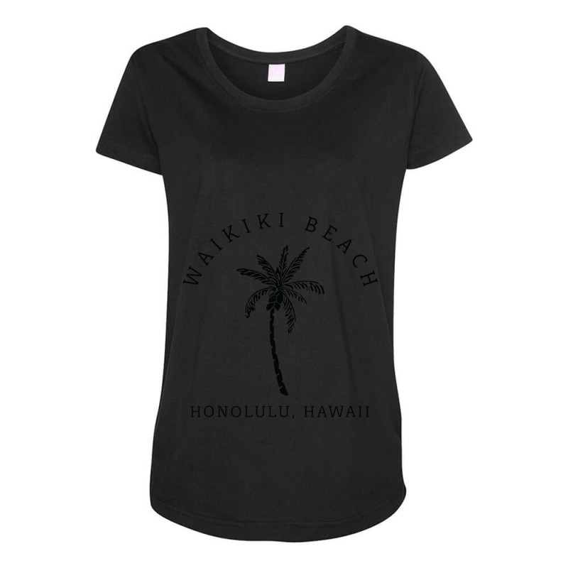 Retro Cool Waikiki Beach Hawaiian Island Palm Tree Souvenir Maternity Scoop Neck T-shirt by CUSER3772 | Artistshot