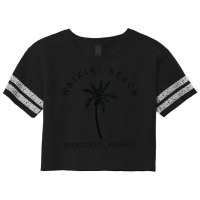 Retro Cool Waikiki Beach Hawaiian Island Palm Tree Souvenir Scorecard Crop Tee | Artistshot