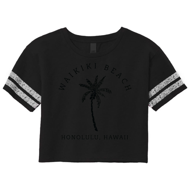 Retro Cool Waikiki Beach Hawaiian Island Palm Tree Souvenir Scorecard Crop Tee by CUSER3772 | Artistshot