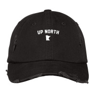 Up North Minnesota Text Vintage Cap | Artistshot