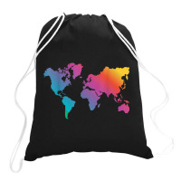 World Map Travel Countries Geography Color Painting Art Funny Men Drawstring Bags | Artistshot