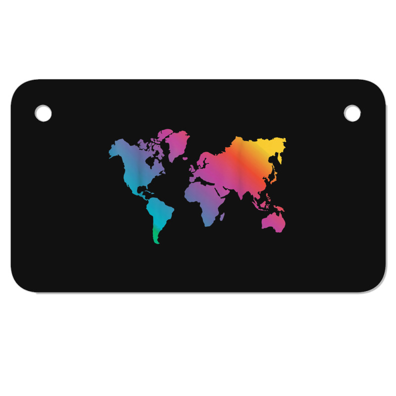 World Map Travel Countries Geography Color Painting Art Funny Men Motorcycle License Plate | Artistshot