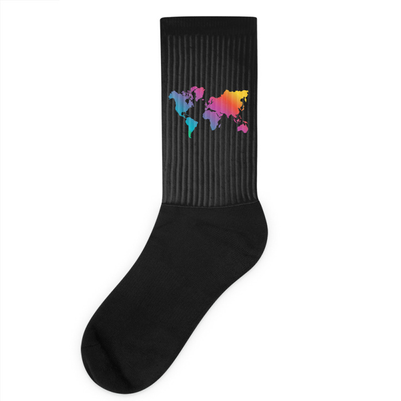 World Map Travel Countries Geography Color Painting Art Funny Men Socks | Artistshot