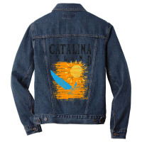 Catalina Island California Sailing Catamaran Sailboat Beam Reach Orang Men Denim Jacket | Artistshot