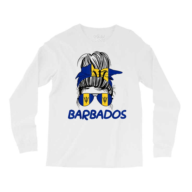 Barbados Girl Messy Bun, Barbados Flag Barbadian Women T Shirt Long Sleeve Shirts by cm-arts | Artistshot