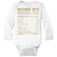 November 1973 45 Years Facts Daily Value T Shirt Long Sleeve Baby Bodysuit | Artistshot