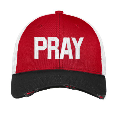 Pray  Embroidery Embroidered Hat Vintage Mesh Cap Designed By Madhatter