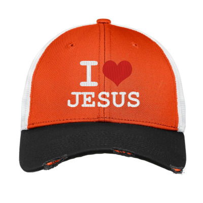 I Love Jesus Embroidery Embroidered Hat Vintage Mesh Cap Designed By Madhatter