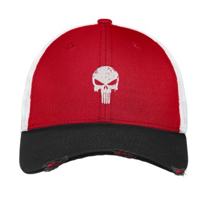 The Punisher Skul Embroidery Embroidered Hat Vintage Mesh Cap Designed By Madhatter